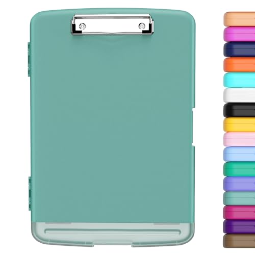 Hongri Clipboard with Storage with Pencil Case, 8.5 x 11 Storage Clip Board - color: Dark Green