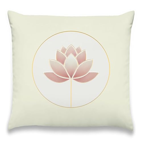 Lotus Pillow Cover 18 x 18 Inches, Zen Yoga Room Decor - color: Blush Lotus