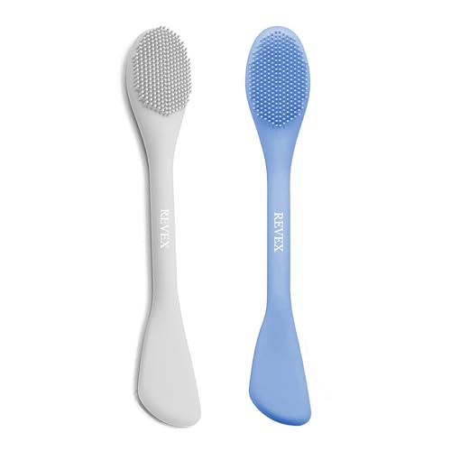 REVEX Pore Cleaning Brush,Face Scrubber,Exfoliating Pore Scrubber,Silicone Face Mask Applicator,Mask Applicator Tool for Facial Mud,Face Brush for Women Men. (Sky Blue+Gray) - color: Sky Blue+Gray