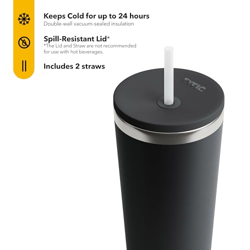 RTIC 28oz Everyday Tumbler, Insulated, Ceramic Lined, Black - color: Black, size: 28 Ounces