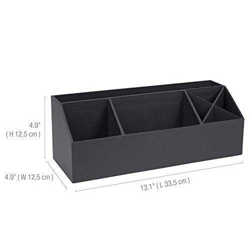 Bigso Elisa Desktop Organizer - Durable Office Desk Organizer with 7 Compartments for Office Supplies and Accessories - 13.1 in x 4.9 in x 4.9 in - Dark Gray - color: Dark Gray