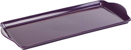 Reston Lloyd Melamine Plastic Tidbit Tray, BPA-Free, Food Safe, Multipurpose Platter Serving Tray, Bathroom/Table Organizer, Plum - color: Plum, size: 14.7" x 6.5" x 0.8"