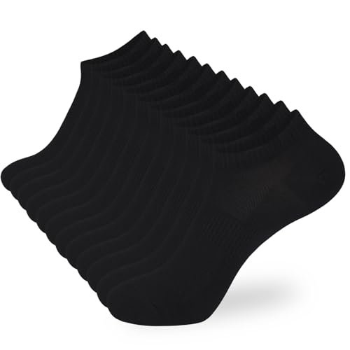 ATBITER 12 Pairs Ankle Socks Womens/Men Thin Low Cut No Show Athletic Socks - color: 12 Pairs Black, size: Medium