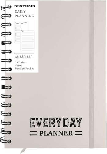 Nextnoid A5 Undated Daily Planner with Hourly Schedule, Hardcover, Beige - color: c-Beige, style: d-Daily Undated