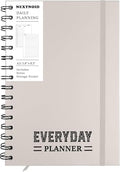Nextnoid A5 Undated Daily Planner with Hourly Schedule, Hardcover, Beige - color: c-Beige, style: d-Daily Undated