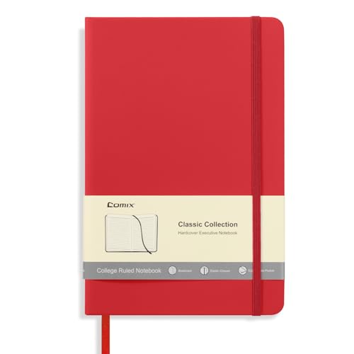 Comix Lined Journal Notebook for Women Men, Journaling Notebooks for Office School Home, 240 Pages, 5.5" x 8.3", College Ruled, A5, Hardcover, Red - color: Red, size: 1 Pack