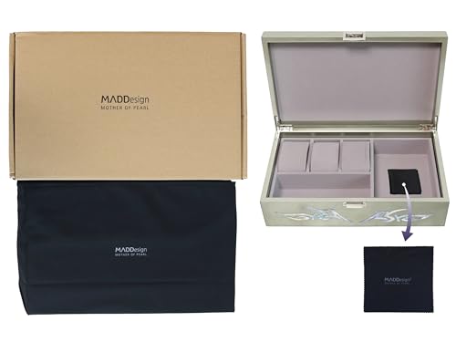 MADDesign Mother of Pearl Watch Box Jewelry Organizer (Metallic Silver) - color: Metallic Silver