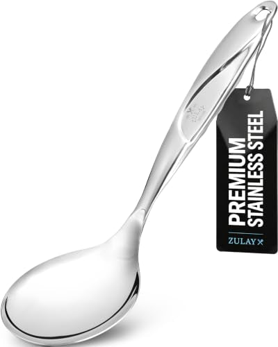 Zulay Kitchen Stainless Steel Serving Spoon - 11.5” Large Cooking & Serving Spoon with Ergonomic Handle - Durable, Rust-Resistant & Dishwasher Safe Kitchen Utensil for Cooking and Buffets - size: Cooking Spoon