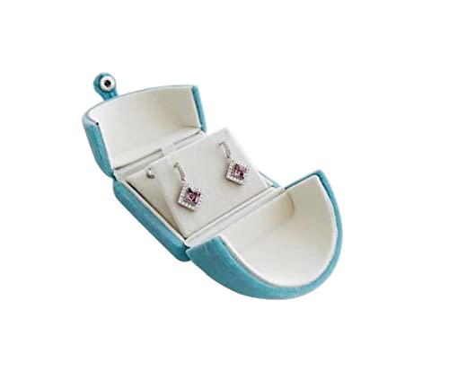 Luxurious Unique Aqua Velvet Jewelry Packaging Case for Earrings Pendant Case Premium Grade Special Design Double Function (jewelry not included) - color: Earrings Pendant Case