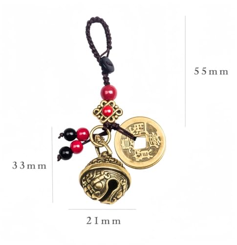 Traditional Feng Shui Good Chinese Lucky Charm Brass Keychain - style: Pixiu Bell