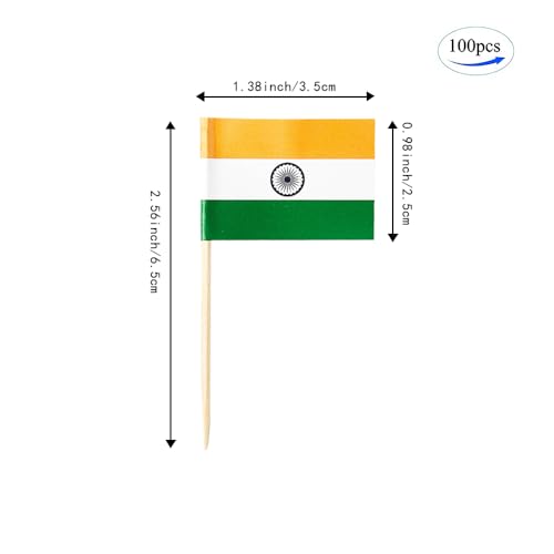 mflagperft India Toothpick Flags 100 Pack, Indian Flag Cocktail Picks - color: India