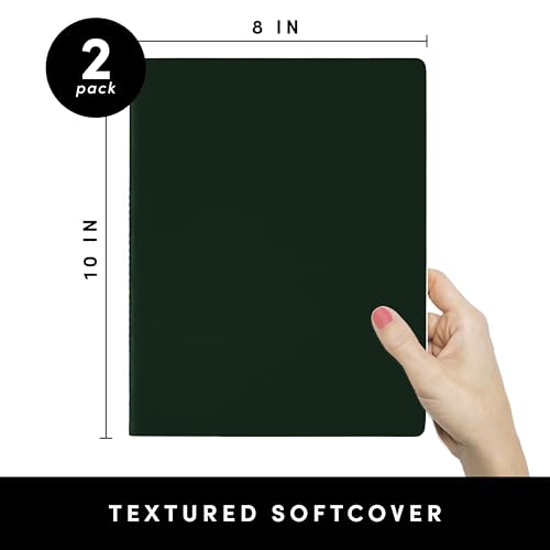 PAPERAGE Soft Cover Lined Journal Notebook, 2 Pack, (Dark Green), 100 Pages, Large 7.5 inches x 9.5 inches, College Ruled, Ideal for Note Taking & Travel Journal - color: Dark Green, style: Lined 100pgs (2 Pack)