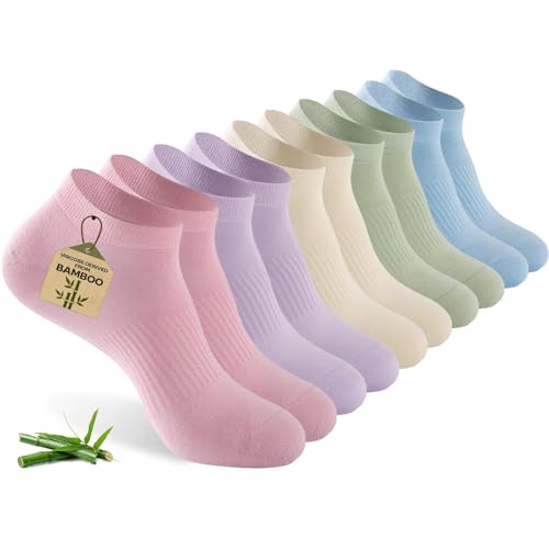 Women's Ankle Socks, 5 Pairs, Bamboo Rayon Ultra Thin Low Cut - color: Assorted 4, size: Large