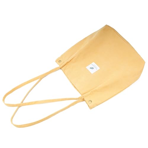 Corduroy Tote Bag Cute Tote Bags for Women Shoulder Bag with Inner Pocket for Work Beach Travel and Shopping Grocery - style: Light Yellow