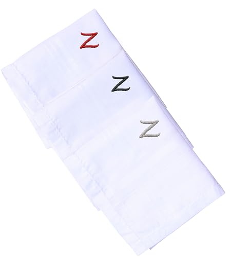 Monogrammed Handkerchiefs for Men 3-Pack Cotton, White Hankies - color: Z