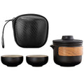 HEER Portable Travel Ceramic Kungfu Tea Set for 2, Black - color: Mini Tea Set (Black)