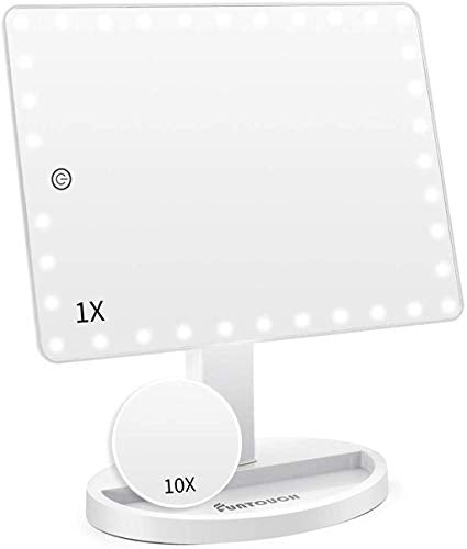 FUNTOUCH Large Lighted Makeup Mirror with Lights (White) - color: White D