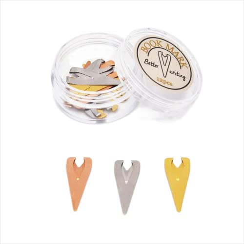 Leadigol 3 Boxes Metals Bookmarkers,Book Page Markers Arrow,36Pcs Book Marker Clip,Book Darts Line Markers Mixed Metals Bookmarkers Thin Line Book Markers
