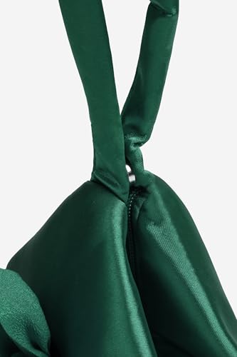 BABEYOND Women's Flower Satin Evening Bags Triangle Clutch Purses - color: Dark Green