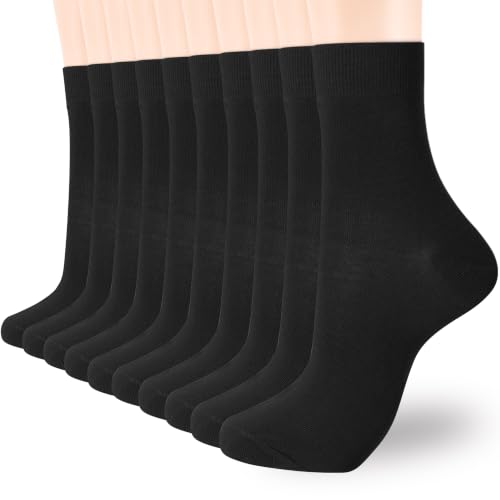 ATBITER Women Thin Cotton Crew Socks,Ankle Bootie Casual Dress Socks 6Pairs - color: 10 Pairs 10black, size: 9-11