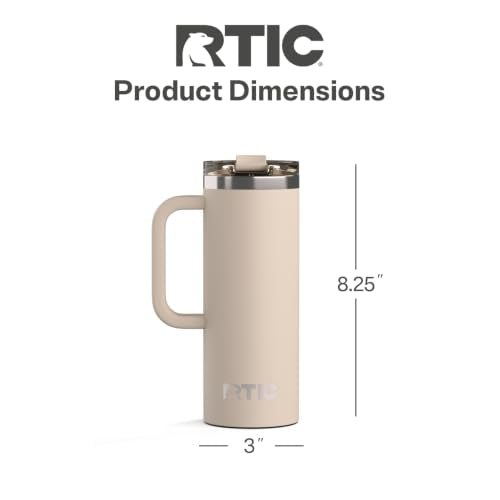 RTIC 20oz Road Trip Travel Mug with Lid and Handle, Ceramic Lined, Beach - color: Beach, size: 20 Ounces