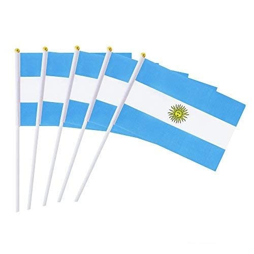 25 Pack Hand Held Small Mini Argentina Argentine Stick Flag Round Top National Country Flags,Party Decorations Supplies For Parades,World Cup,Festival Events,International Festival - color: Argentina