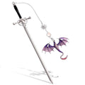 Fourth Wing Dragon Sword Cute Bookmark Book Mark for Reading Women Gifts - color: Silver Purple