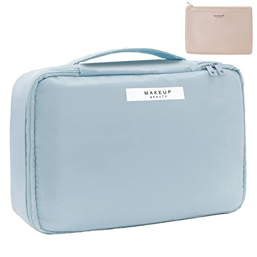 Queboom Travel Makeup Bag Cosmetic Bag Toiletry Bag for Women & Men, blue - color: Blue-1pcs