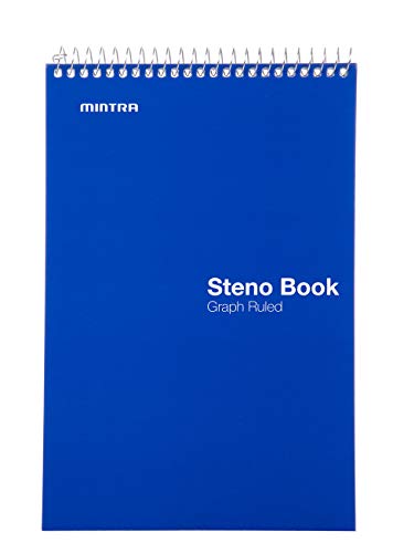 Mintra Office Steno Books Set - Top-Spiral Bound, Graph Ruled, 70 White Sheets, Poly Primary Color Covered Notebooks for Office, Professional, School & Work, Note-taking, Writing Pads, 6"x9", 4 Pack - color: Primary Colors 4pk, size: Graph Ruled