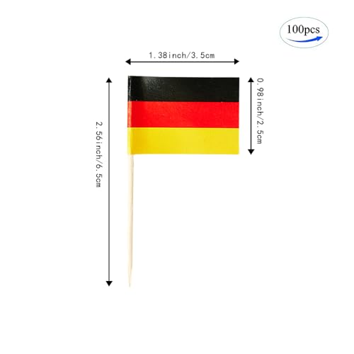 mflagperft Germany Toothpick Flags 100 Pack, German Flag Cocktail Picks - color: German