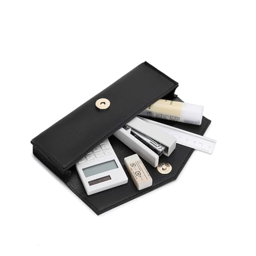 Small Pencil Pouch Simple Faux Leather Pencil Case for Work and Office (Green) - color: Green