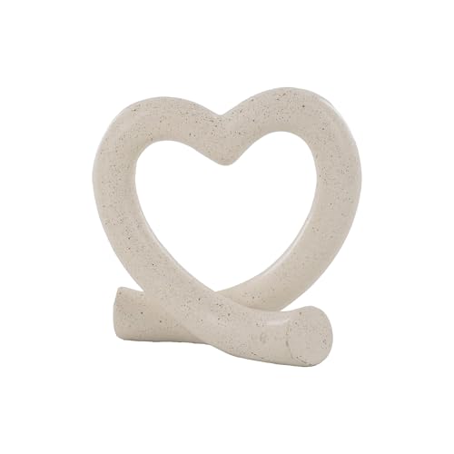 Lescafita Heart Decor Sculpture, Love Heart Statue Minimalist Modern Home Decor for Living Room Bedroom Desk Shelf Coffee Table, Romantic Meaningful Gift - color: Off-white