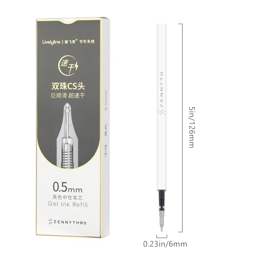 Ddaowanx 10 Pieces Gel Ink Pen Refills,Fine Point 0.5mm Tip Black Ink - color: 10 Pcs Gel Pen Refills