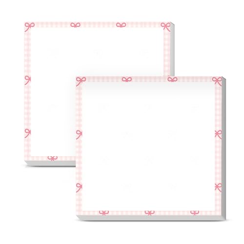 Sticky Notes 3x3 Inches, 2 Pads, Easy Post Cute Self-Stick Notes, Colorful Self Stick Notes Pads for Home Office Notebooks Accessories, Strong Adhesive Note Pad Pink Strip Bow - color: Pink Strip Bow