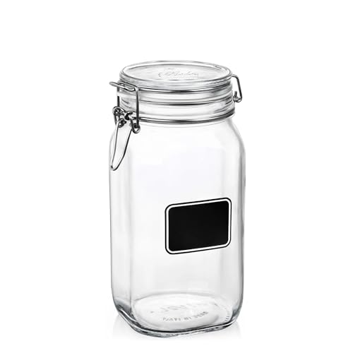 Bormiolio Rocco Jar with Chalkboard, 50.8 Oz - size: 50.75 oz., Single Jar