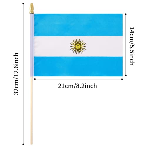 25Pack Small Argentina Flag Handheld Mini Argentine Flag on Stick 5x8 Inch - color: Argentina
