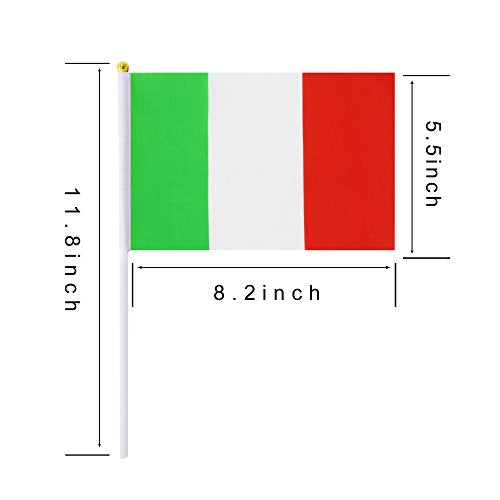 25 Pack Hand Held Small Mini Italy Flag,Italian Stick Round Top National Country Flags,Party Decorations Supplies For Parades,World Cup,Festival Events,International Festival. - color: Italy