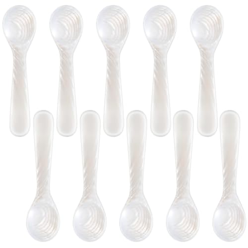 Patelai 10 Pieces Mother of Pearl Caviar Spoons Round Handle, 7cm/2.75 Inch - size: 2.75 inches