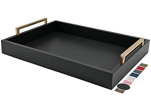 Decorative Coffee Table Tray - Ottoman Tray - color: Pitch Black