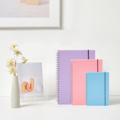 3 Pack Spiral Notebook Wide Ruled A5 Size 5.8"x8.3" - size: A5 (5.9"x8.3"), style: Wide Ruled
