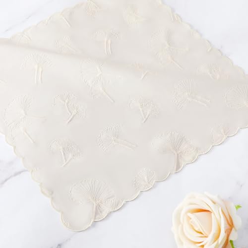 Handkerchiefs for Women Soft Cotton,Dainty Embroidered Womens Handkerchiefs - color: Cream