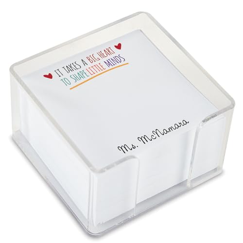 Current Teacher Personalized Note Sheets in a Cube - 400, 3.38 x 3.38, Loose Sheets in 2.75" Tall Clear Acrylic Box - color: Teacher