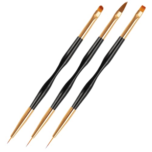 Nail Art Brushes, 3 Pcs Nail Brush Set with Gel Polish Pens and Liner Brush - color: 3PCS Nail Brush Set
