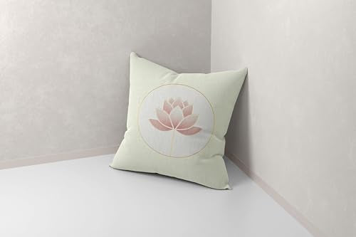 Lotus Pillow Cover 18 x 18 Inches, Zen Yoga Room Decor - color: Blush Lotus