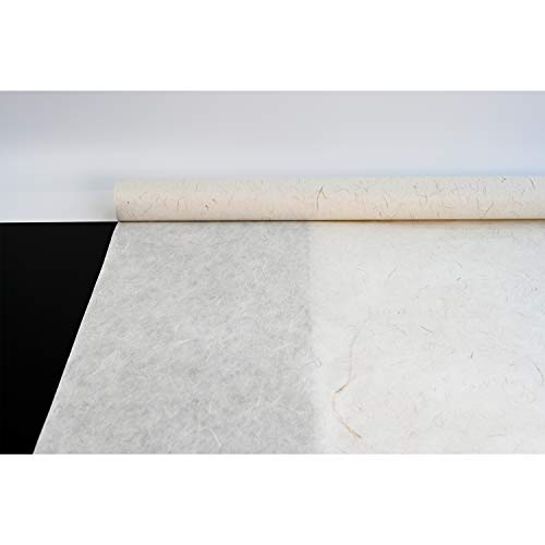 Korean Traditional Mulberry Paper HanJi Unbleached Non-Whitening Acid Free Eco-Friendly ChangHoJi Fiber Strands Texture for Wallpaper Decoration Shoji Screen Window Cover 35.8" x 787.4"