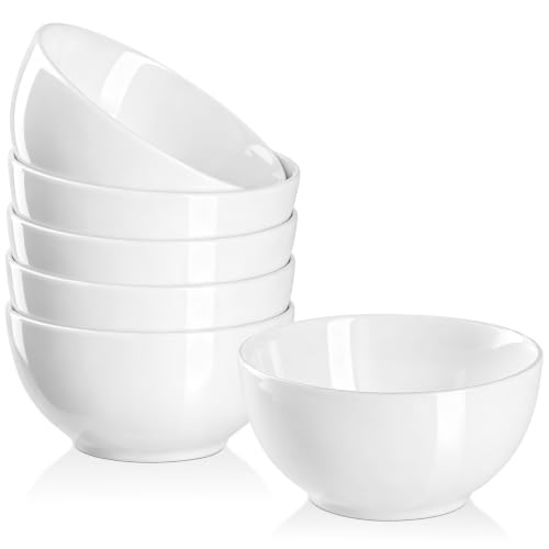 10 OZ White Ceramic Soup Bowls of 6, Small Cereal Bowls for Kitchen - size: 10 OZ(6PCS)