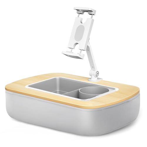 ERGONOV Tablet Pillow Stand with Snack Bowl,iPad Holder for Bed -Birch Gray - color: Birch Gray