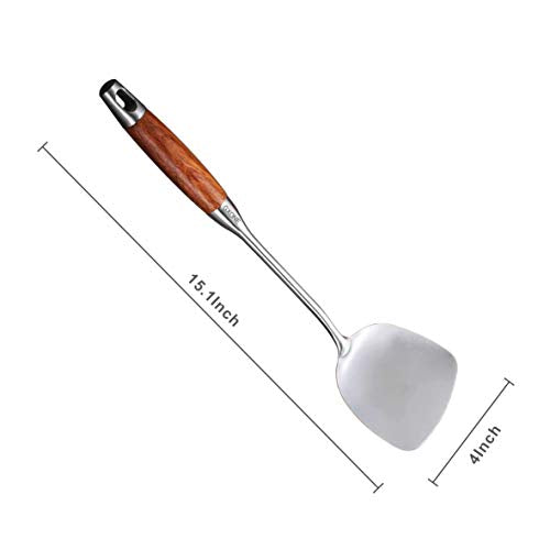Chinese Wok Spatula, 304 Stainless Steel,with Wooden Handle, 15.7 Inch - style: Wok Spatula-wood handle