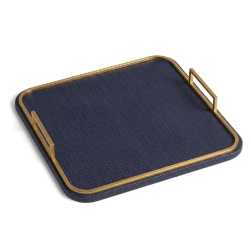 Preston Lane Mayfair Decorative Coffee Table Tray, Faux Leather - Maritime - color: Maritime