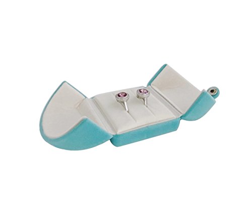 Premium Grade Aqua Velvet Jewelry Case for Two Rings Wedding Rings Double Rings Storage Box Classic Modern Unique - color: Couple Double Rings Case